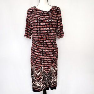 R & K Asymmetric Half Sleeve Tulip Hem Stretch Knit Midi Sheath Dress 16